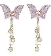 2Pcs Crystal Pink Butterfly Rhinestones Retractable Badge Reel, Bling Diamond Nurse Badge Holder ...
