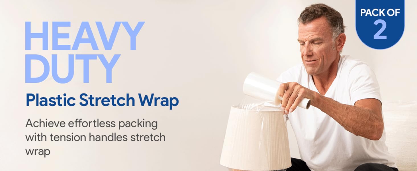 moving storage plastic stretch wrap film 1500 feet 80 gauge 5" 