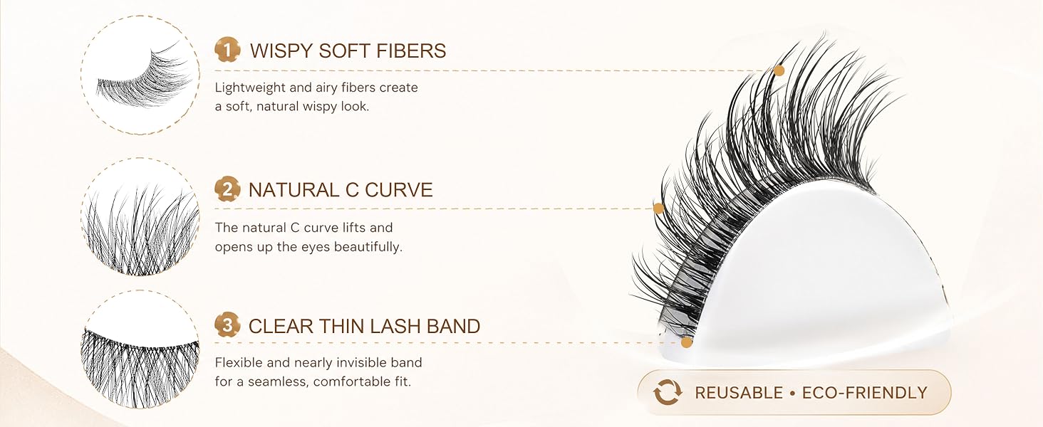 GAQQI False Eyelashes Wispy Lashes Strips