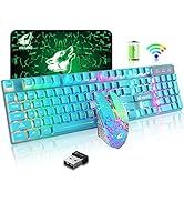 Wieless Gaming Keyboard and Mouse Combo Rainbow Backlight Quiet Ergonomic Mechanical Feeling Anti...