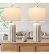 TOBUSA 23.5’’ Modern Ceramic Table Lamps Set of 2 for Living Room, Farmhouse Vintage Bedside Tabl...