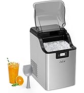 Nugget Ice Maker, Zstar Countertop Ice Maker, Stainless Steel Pebble Ice Maker, 44LBs/24H, Self-C...