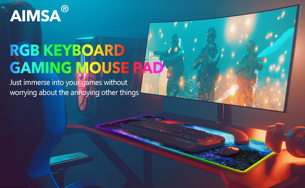 rgb keyboard mouse pad large