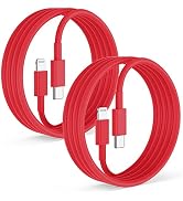 2Pack Red Fast Charger Cable 6ft [Apple MFi Certified], USB Type C to Lightning Cable 6 Foot Appl...