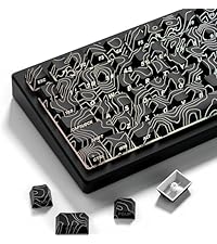 dagaladoo Double Shot PBT keycap Set,White and Black Topographic Keyboard keycaps 60 75 100 Percent,...