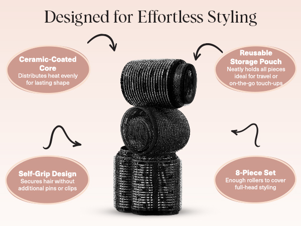 Self Grip Rollers Hair Curlers, Heatless Curls Overnight Blowout, Large Rollers for Volume Curls
