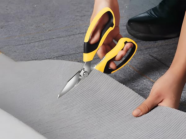 Sharp utility heavy duty scissors blades efficiently cut through carpet / rug and more