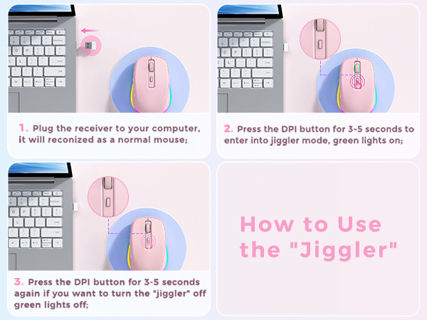 pink wireless mouse with jiggler