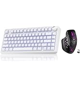 SOLAKAKA A75 and SM809, Wireless Keyboard and Mouse Combo for PC (A75 Crystal-White &amp; SM809 Black)