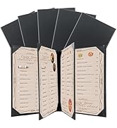 FLKQC Restaurant Menu Covers Holders 8.5" X 11" | Pack of 5 Synthetic Leather 6 View Menu Holder ...