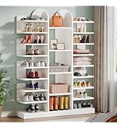 Tribesigns White Shoe Rack, 13-Tier Freestanding Tall Entryway Shoe Organizer with Open Shelves, ...