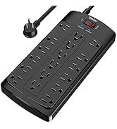 8 Ft Power Strip, Yintar Surge Protector with 18 AC Outlets, 8 Feet Flat Plug Extension Cord (187...