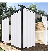 HolidayIdeas White Outdoor Curtains for Patio Waterproof, 4 Panels - 54 x 84 Inch - Privacy Prote...