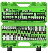 SWANLAKE 32 Piece Hex Bit Socket Set,SAE and Metric, 1/4'', 3/8', 1/2'' Drive Socket Set, S2 &amp; Cr...