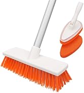 Qaestfy Floor Scrub Brush with Long Handle, Ajustable 62 Inch Handle, 2 Shower Bathtub Scrubber f...