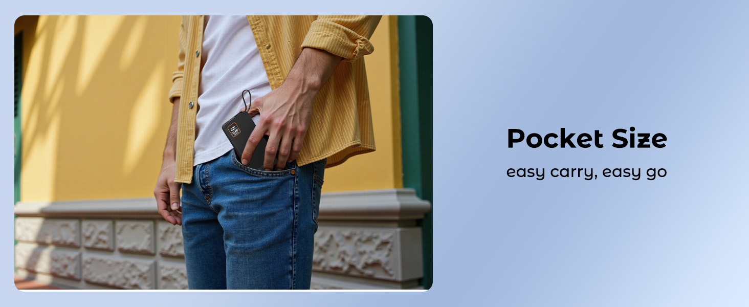Pocket Size easy carry, easy go battery pack charger portable