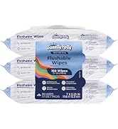 Squatty Potty Flushable Wipes - 3 Pack (150 Total Wipes) - 99% Water &amp; Plant-Based - Green Tea, C...