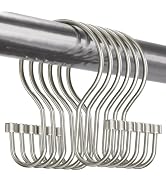 Bathway Shower Curtain Hooks Nickel Shower Curtain Rings with Cylindrical Design, 12Pcs Metal Sho...