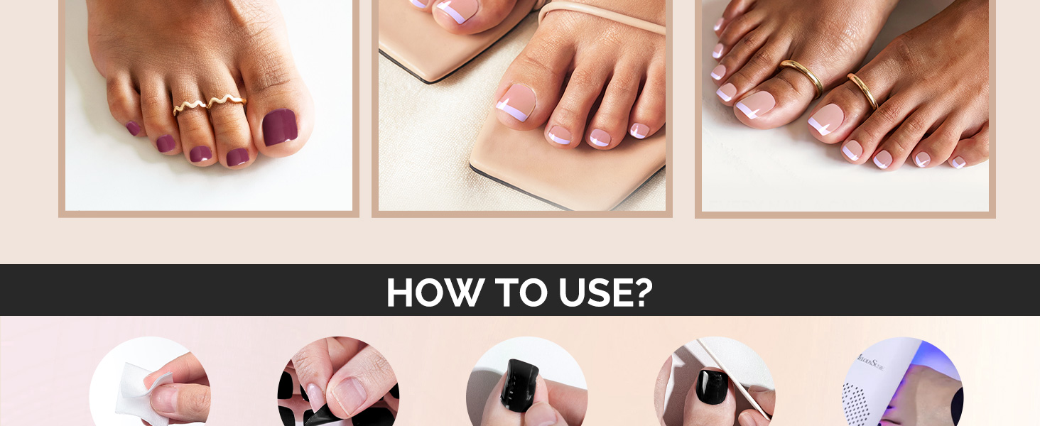 semi cured gel nail strips toe toenails pedi pedicure foot feet polish stickers wraps holiday uv