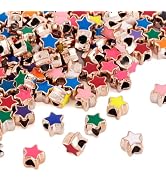 Craftdady 100Pcs Enamel Celestial Star European Beads Large Hole Acrylic Pentagram Loose Spacer B...