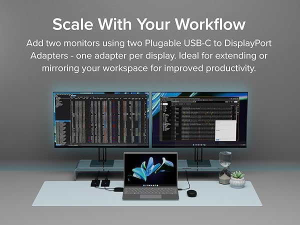dual monitor docking station , 1 adapter per monitor