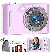 Digital Camera, 64MP UHD 4K Point and Shoot Kids Camera with 64GB Card, 2 Batteries, 16X Zoom Ant...