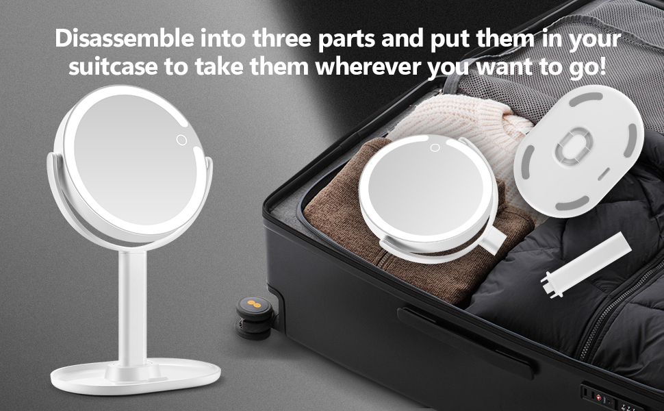 Travel Makeup Mirror with Light