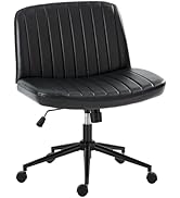 OLIXIS Criss Cross Chair with Wheels Wide Cross Legged Office Desk Vanity Chair Comfy Fabric Arml...