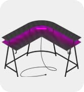 SUPERJARE L Shaped Gaming Desk with Power