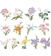 13pcs Flower Iron on Patches Realistic Floral Embroidery Patches Applique for Clothes Hats Jeans ...