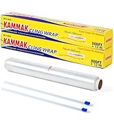 KAMMAK Plastic Wrap with Slide Cutter Food Cling Wrap 12 Inch Kitchen Cling Film BPA-Free Microwa...