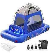 QPAU Race Car Inflatable Kids Air Mattress with Tent &amp; Pump, Portable Blow Up Mattress for Home, ...