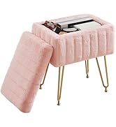 DUMOS Vanity Stool Chair, Ottoman with Storage, Makeup Cute Soft Small Footstool, Modern Style Fa...