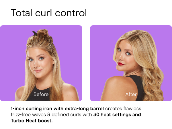 Conair ceramic curling iron hair 1 inch long barrel styling even heat dual voltage setting