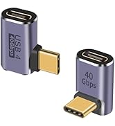 Duttek 40Gbps USB C Right Angle Adapter (Two Styles), USB C Male to USB C Femal Right Angle Exten...
