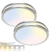 hepside 2 Pack Flush Mount Ceiling Light Fixture, Dimmable &amp; 5CCT Ceiling Light Black, 13inch 24W...