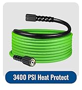 YAMATIC Upgraded Flexible Pressure Washer Hose 50 FT 3400 PSI, 1/4" Wear &amp; Kink Resistant Power W...
