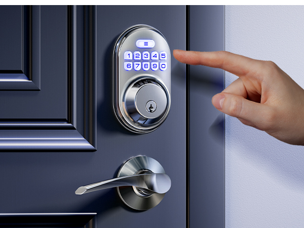 keyless entry door lock with handle 