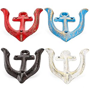 Yarlung 4 Pack Vintage Nautical Anchor Design Wall Hooks