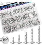 mxuteuk #8 Self Tapping Screws,410 Stainless Steel Self Tapping Screws for Metal,(1/2",5/8",3/4",...