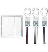 GREENCYCLE Smart Wireless Wall Light Switch, 1PK 3-way Wireless Switch &amp; 3 Remote Receiver, Contr...
