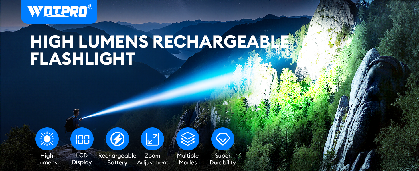 HIGH LUMENS RECHARGEABLE FLASHLIGHT