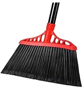 Tiumso Heavy Duty Angle Broom - 55" Adjustable Iron Handle with Stiff Bristles - Commercial-Grade...