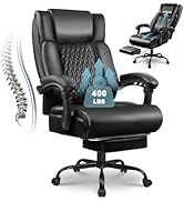 Big and Tall Office Chair with Foot Rest 400lbs, Heavy Duty Executive Leather Office Chair for He...