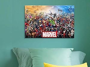 Marvel Character Collage Gallery Wrapped Canvas Wall Decor