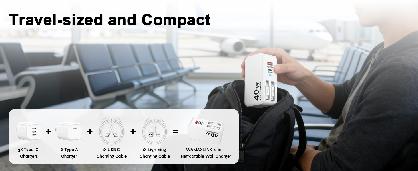 4-in-1 Retractable Wall Charger