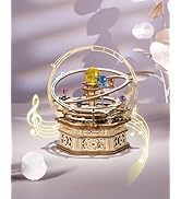 ROKR 3D Puzzles for Adults Orrery Music Box Wooden Model Building Set, DIY Wood Craft Kit Solar S...