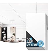 Art3d 10-Pack Smooth Drop Ceiling Tile 2ft x 4ft - Fire-Rated, Waterproof, Reusable - Premium PVC...