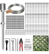 SPECILITE Wire Trellis for Climbing Plants Outdoor, 30-Set T316 Stainless Steel Kit, 1/8in x 150f...