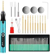 Engraving Pen with 47 Bits, USB Rechargable Engraving Machine, 3-Speed Cordless Mini Drill Pen, E...